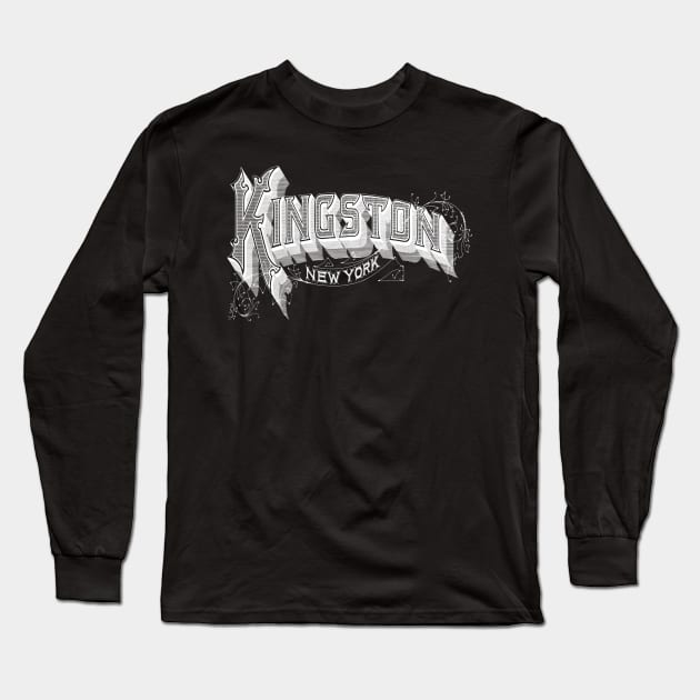 Vintage Kingston, NY Long Sleeve T-Shirt by DonDota